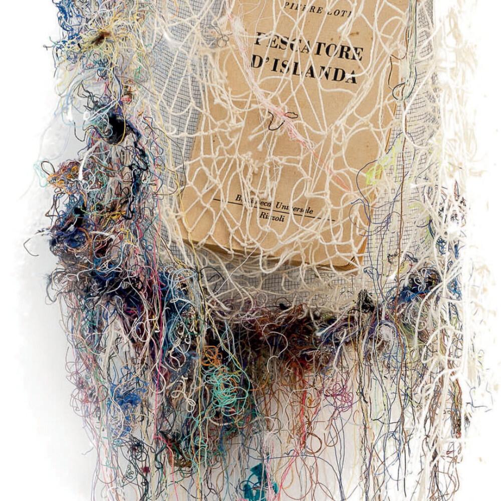 PIERRE LOTI / libro, rete ferro, fili cotone / 26x45x10 cm
